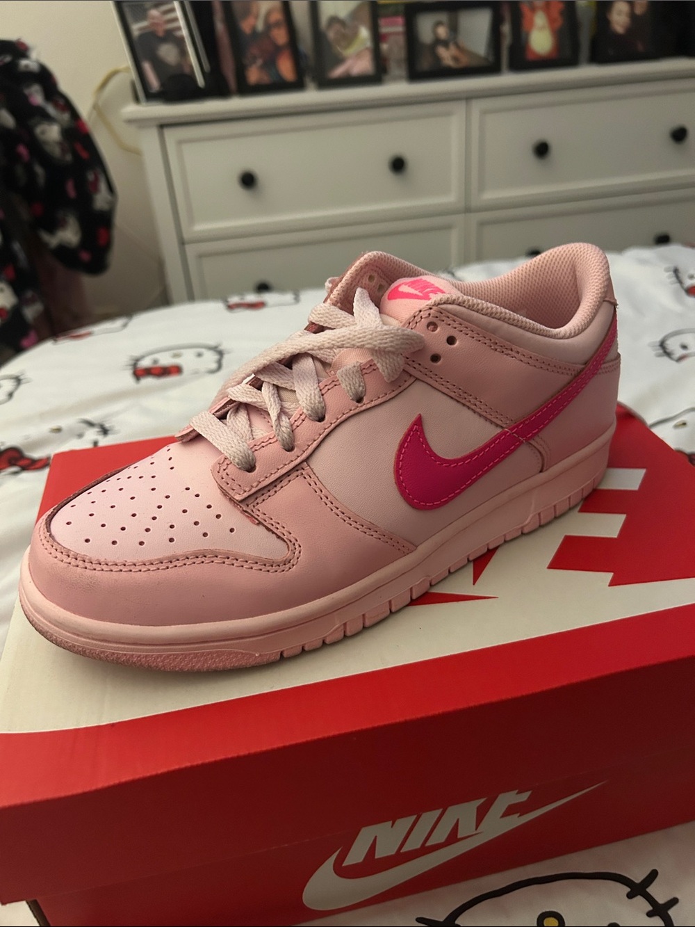 Nike Dunk Low Pink with Bright Pink Swoosh